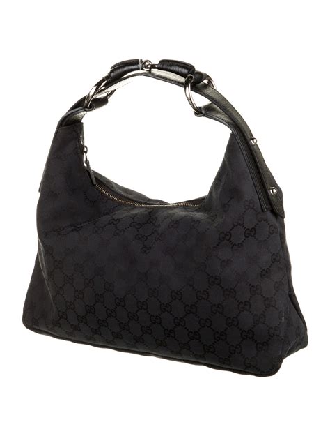 gucci snakeskin hobo bag black|Gucci Canvas Horsebit .